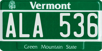 VT license plate ALA536