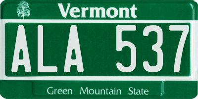 VT license plate ALA537