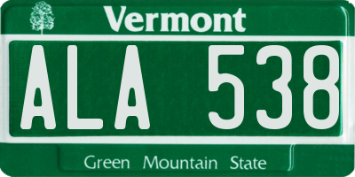VT license plate ALA538