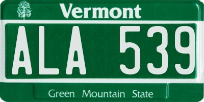 VT license plate ALA539