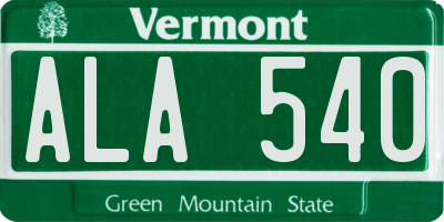 VT license plate ALA540