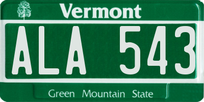VT license plate ALA543