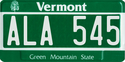 VT license plate ALA545