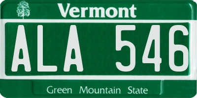 VT license plate ALA546