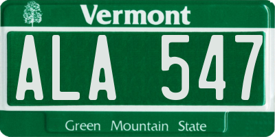 VT license plate ALA547