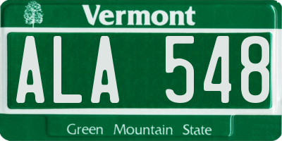 VT license plate ALA548