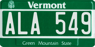 VT license plate ALA549