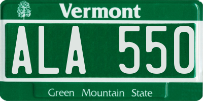 VT license plate ALA550