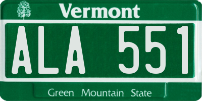 VT license plate ALA551
