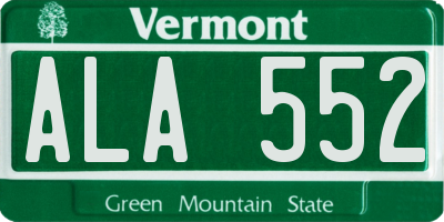 VT license plate ALA552