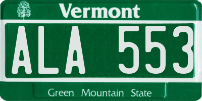 VT license plate ALA553