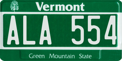 VT license plate ALA554