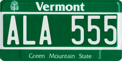 VT license plate ALA555