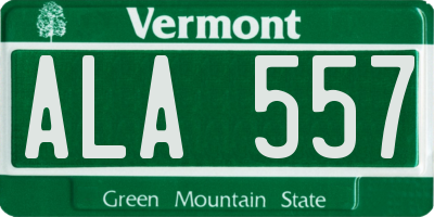 VT license plate ALA557