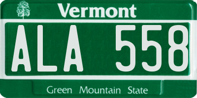 VT license plate ALA558