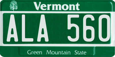 VT license plate ALA560