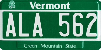 VT license plate ALA562