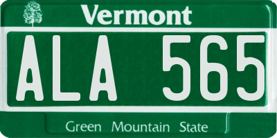 VT license plate ALA565