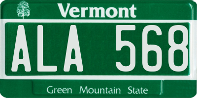 VT license plate ALA568