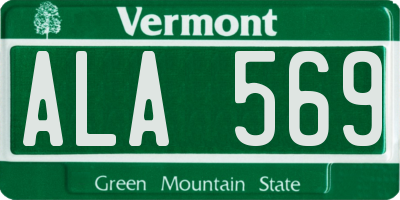 VT license plate ALA569