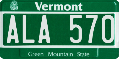 VT license plate ALA570