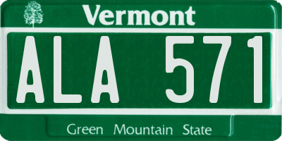 VT license plate ALA571