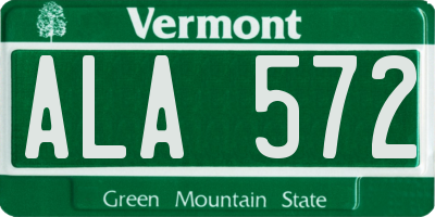 VT license plate ALA572