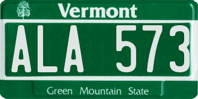VT license plate ALA573