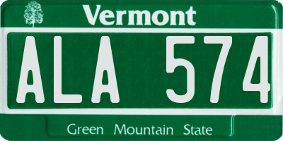 VT license plate ALA574
