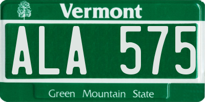 VT license plate ALA575