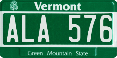 VT license plate ALA576