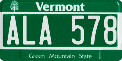 VT license plate ALA578