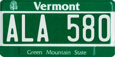 VT license plate ALA580