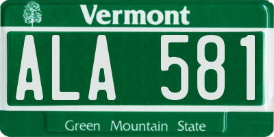 VT license plate ALA581