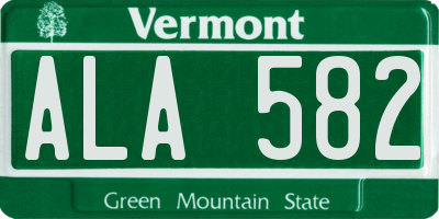VT license plate ALA582