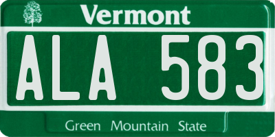 VT license plate ALA583