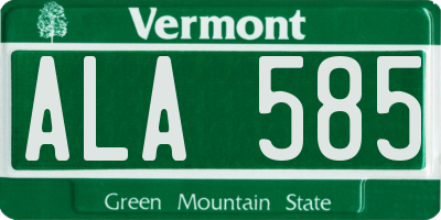 VT license plate ALA585