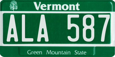 VT license plate ALA587