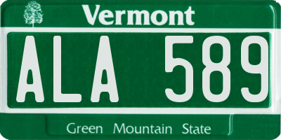 VT license plate ALA589