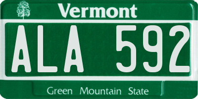 VT license plate ALA592