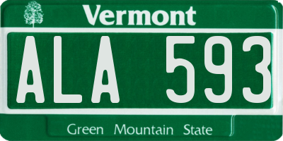 VT license plate ALA593