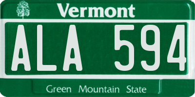 VT license plate ALA594