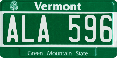 VT license plate ALA596