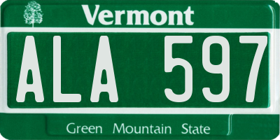 VT license plate ALA597