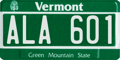 VT license plate ALA601