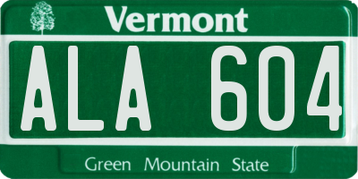 VT license plate ALA604