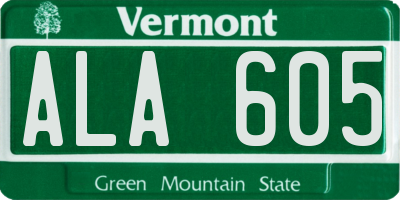 VT license plate ALA605