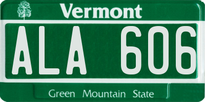 VT license plate ALA606