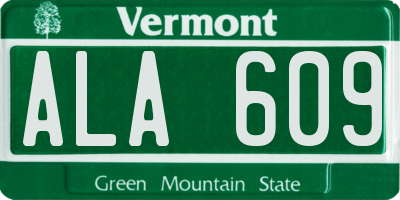 VT license plate ALA609