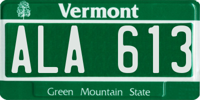 VT license plate ALA613